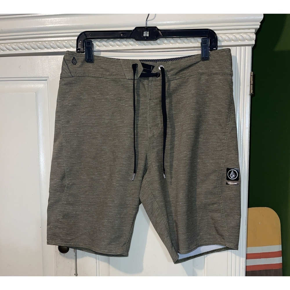 Volcom Swim Trunks Men 32 Green Stripes